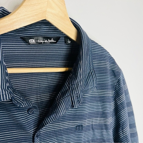 Travis Mathew Navy Striped Pima Soft Performance Polo L - Picture 3 of 6